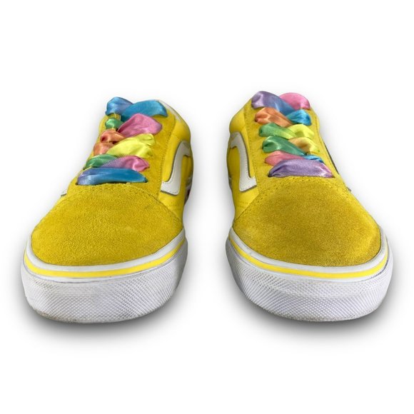 Vans Old Skool Rainbow Lace Sneaker 508357 Suede Canvas Yellow Youth 4 Women 5.5 - Picture 5 of 9